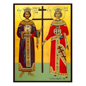 Εικόνα Ορθοδοξίας με περίγραμμα χρυσό σε ξύλο Φλαμουρίας  με  βάση Εικόνα Άγιοι Κωνσταντίνος και Ελένη Χειροποίητη Ελληνορθόδοξη , Κρεμαστή πλάκα βυζαντινής τέχνης, χριστιανική τέχνη Διάσταση 45x35 cm (17,7 x 13,8 ίντσες) INTRAEK-6294670475 - Image 1