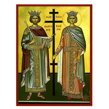 Εικόνα Ορθοδοξίας με περίγραμμα χρυσό σε ξύλο Φλαμουρίας με βάση Εικόνα Άγιοι Κωνσταντίνος και Ελένη Χειροποίητη Ελληνορθόδοξη , Κρεμαστή πλάκα βυζαντινής τέχνης, χριστιανική τέχνη Διάσταση 45x35 cm (17,7 x 13,8 ίντσες) INTRAEK-6294670474 - Image 1