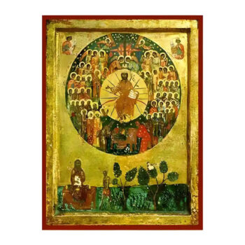 Εικόνα Ορθοδοξίας με περίγραμμα χρυσό σε ξύλο Φλαμουρίας  με  βάση Εικόνα Άγιοι Πάντες Χειροποίητη Ελληνορθόδοξη , Κρεμαστή πλάκα βυζαντινής τέχνης, χριστιανική τέχνη Διάσταση 45x35 cm (17,7 x 13,8 ίντσες) INTRAEK-6294671114 - Image 1