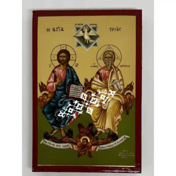 Εικόνα Ορθοδοξίας με περίγραμμα χρυσό σε ξύλο Φλαμουρίας  με  βάση Εικόνα Αγία Τριάδα Χειροποίητη Ελληνορθόδοξη , Κρεμαστή πλάκα βυζαντινής τέχνης, χριστιανική τέχνη Διάσταση 45x35 cm (17,7 x 13,8 ίντσες) INTRAEK-6294670864 - Image 1