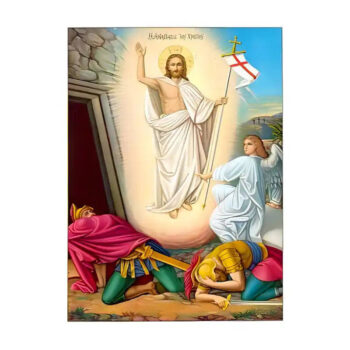 Εικόνα Ορθοδοξίας με περίγραμμα χρυσό σε ξύλο Φλαμουρίας  με  βάση Εικόνα Ανάσταση Χριστού Χειροποίητη Ελληνορθόδοξη , Κρεμαστή πλάκα βυζαντινής τέχνης, χριστιανική τέχνη Διάσταση 45x35 cm (17,7 x 13,8 ίντσες) INTRAEK-6294671041 - Image 1