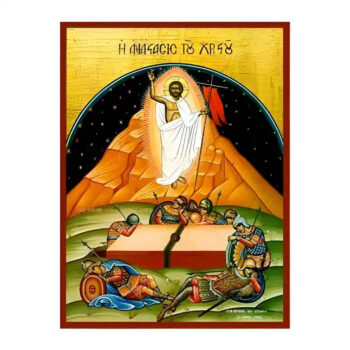 Εικόνα Ορθοδοξίας με περίγραμμα χρυσό σε ξύλο Φλαμουρίας  με  βάση Εικόνα Ανάσταση Χριστού Χειροποίητη Ελληνορθόδοξη , Κρεμαστή πλάκα βυζαντινής τέχνης, χριστιανική τέχνη Διάσταση 45x35 cm (17,7 x 13,8 ίντσες) INTRAEK-6294671039 - Image 1