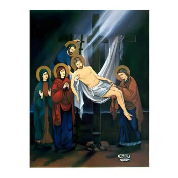 Εικόνα Ορθοδοξίας με περίγραμμα χρυσό σε ξύλο Φλαμουρίας  με  βάση Εικόνα Αποκαθήλωση του Χριστού Χειροποίητη Ελληνορθόδοξη , Κρεμαστή πλάκα βυζαντινής τέχνης, χριστιανική τέχνη Διάσταση 45x35 cm (17,7 x 13,8 ίντσες) INTRAEK-6294670840 - Image 1