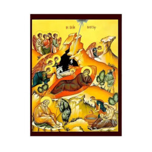 Εικόνα Ορθοδοξίας με περίγραμμα χρυσό σε ξύλο Φλαμουρίας  με  βάση Εικόνα Γέννηση του Χριστού Χειροποίητη Ελληνορθόδοξη , Κρεμαστή πλάκα βυζαντινής τέχνης, χριστιανική τέχνη Διάσταση 45x35 cm (17,7 x 13,8 ίντσες) INTRAEK-6294670825