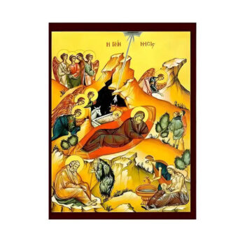 Εικόνα Ορθοδοξίας με περίγραμμα χρυσό σε ξύλο Φλαμουρίας με βάση Εικόνα Γέννηση του Χριστού Χειροποίητη Ελληνορθόδοξη , Κρεμαστή πλάκα βυζαντινής τέχνης, χριστιανική τέχνη Διάσταση 45x35 cm (17,7 x 13,8 ίντσες) INTRAEK-6294670825 - Image 1