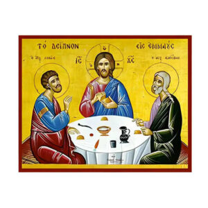 Εικόνα Ορθοδοξίας με περίγραμμα χρυσό σε ξύλο Φλαμουρίας με βάση Εικόνα Δείπνο εις Εμμαούς Χειροποίητη Ελληνορθόδοξη , Κρεμαστή πλάκα βυζαντινής τέχνης, χριστιανική τέχνη Διάσταση 45x35 cm (17,7 x 13,8 ίντσες) INTRAEK-6294671006