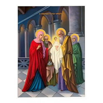 Εικόνα Ορθοδοξίας με περίγραμμα χρυσό σε ξύλο Φλαμουρίας  με  βάση Εικόνα Υπαπαντή Χριστού Χειροποίητη Ελληνορθόδοξη , Κρεμαστή πλάκα βυζαντινής τέχνης, χριστιανική τέχνη Διάσταση 45x35 cm (17,7 x 13,8 ίντσες) INTRAEK-6294670786 - Image 1