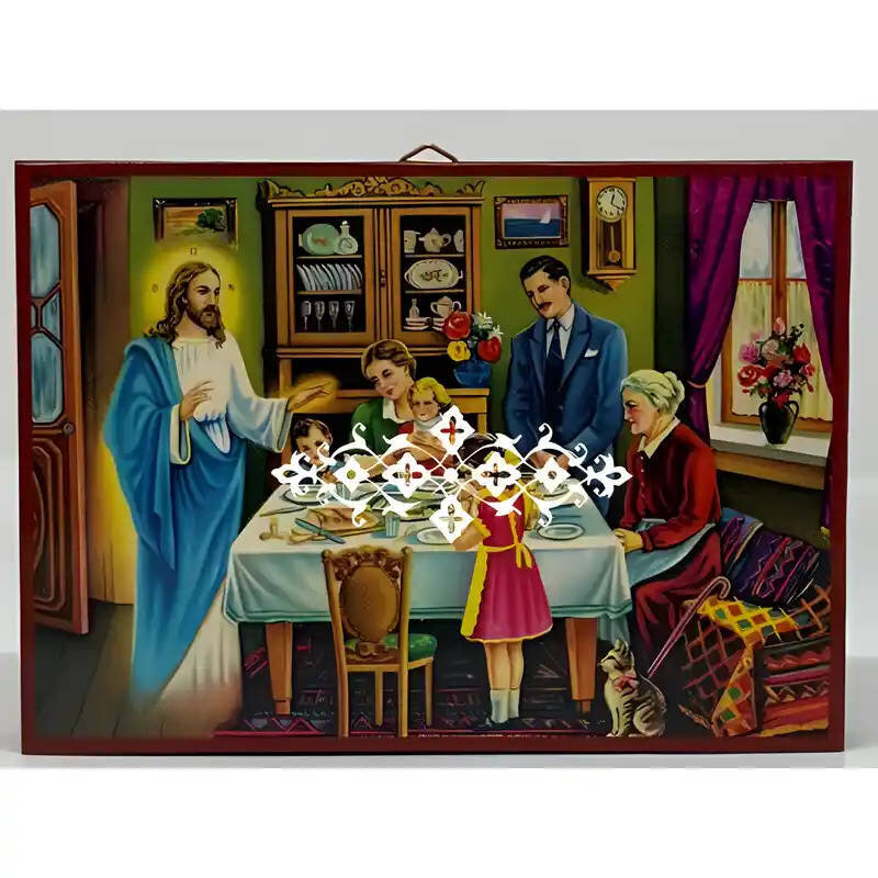 Εικόνα Ορθοδοξίας με περίγραμμα χρυσό σε ξύλο Φλαμουρίας  με  βάση Εικόνα Χριστός Ευλογών την οικογένεια Χειροποίητη Ελληνορθόδοξη , Κρεμαστή πλάκα βυζαντινής τέχνης, χριστιανική τέχνη Διάσταση 45x35 cm (17,7 x 13,8 ίντσες) INTRAEK-6294670910