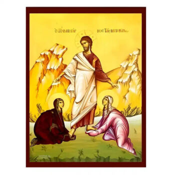 Εικόνα Ορθοδοξίας με περίγραμμα χρυσό σε ξύλο Φλαμουρίας με βάση Εικόνα Χριστός φανερούμενος ταις μυροφόροις Χειροποίητη Ελληνορθόδοξη , Κρεμαστή πλάκα βυζαντινής τέχνης, χριστιανική τέχνη Διάσταση 45x35 cm (17,7 x 13,8 ίντσες) INTRAEK-6294670730 - Image 1