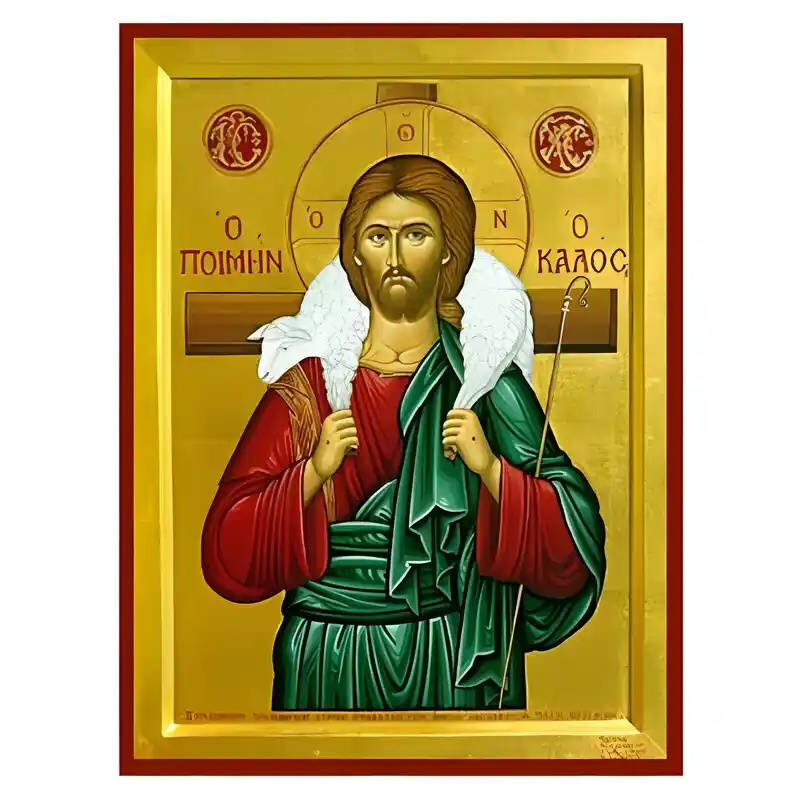 Εικόνα Ορθοδοξίας με περίγραμμα χρυσό σε ξύλο Φλαμουρίας  με  βάση Εικόνα Καλός Ποιμένας Χειροποίητη Ελληνορθόδοξη , Κρεμαστή πλάκα βυζαντινής τέχνης, χριστιανική τέχνη Διάσταση 45x35 cm (17,7 x 13,8 ίντσες) INTRAEK-6294670806