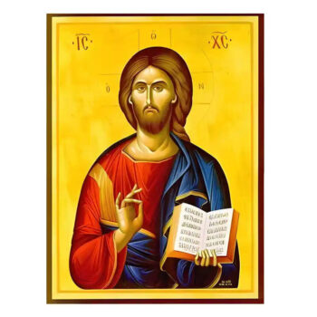 Εικόνα Ορθοδοξίας με περίγραμμα χρυσό σε ξύλο Φλαμουρίας  με  βάση Εικόνα Χριστός Ευλογών Χειροποίητη Ελληνορθόδοξη , Κρεμαστή πλάκα βυζαντινής τέχνης, χριστιανική τέχνη Διάσταση 45x35 cm (17,7 x 13,8 ίντσες) INTRAEK-6294670780 - Image 1
