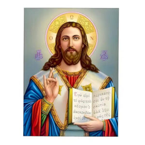 Εικόνα Ορθοδοξίας με περίγραμμα χρυσό σε ξύλο Φλαμουρίας  με  βάση Εικόνα Χριστός Ευλογών Χειροποίητη Ελληνορθόδοξη , Κρεμαστή πλάκα βυζαντινής τέχνης, χριστιανική τέχνη Διάσταση 45x35 cm (17,7 x 13,8 ίντσες) INTRAEK-6294670777