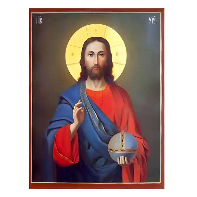 Εικόνα Ορθοδοξίας με περίγραμμα χρυσό σε ξύλο Φλαμουρίας  με  βάση Εικόνα Χριστός Ευλογών Χειροποίητη Ελληνορθόδοξη , Κρεμαστή πλάκα βυζαντινής τέχνης, χριστιανική τέχνη Διάσταση 45x35 cm (17,7 x 13,8 ίντσες) INTRAEK-6294670772