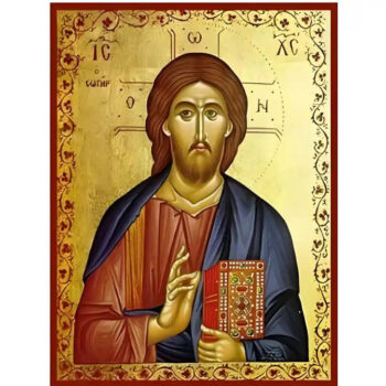 Εικόνα Ορθοδοξίας με περίγραμμα χρυσό σε ξύλο Φλαμουρίας  με  βάση Εικόνα Χριστός Ευλογών ο Σωτήρ Χειροποίητη Ελληνορθόδοξη , Κρεμαστή πλάκα βυζαντινής τέχνης, χριστιανική τέχνη Διάσταση 45x35 cm (17,7 x 13,8 ίντσες) INTRAEK-6294670768 - Image 1