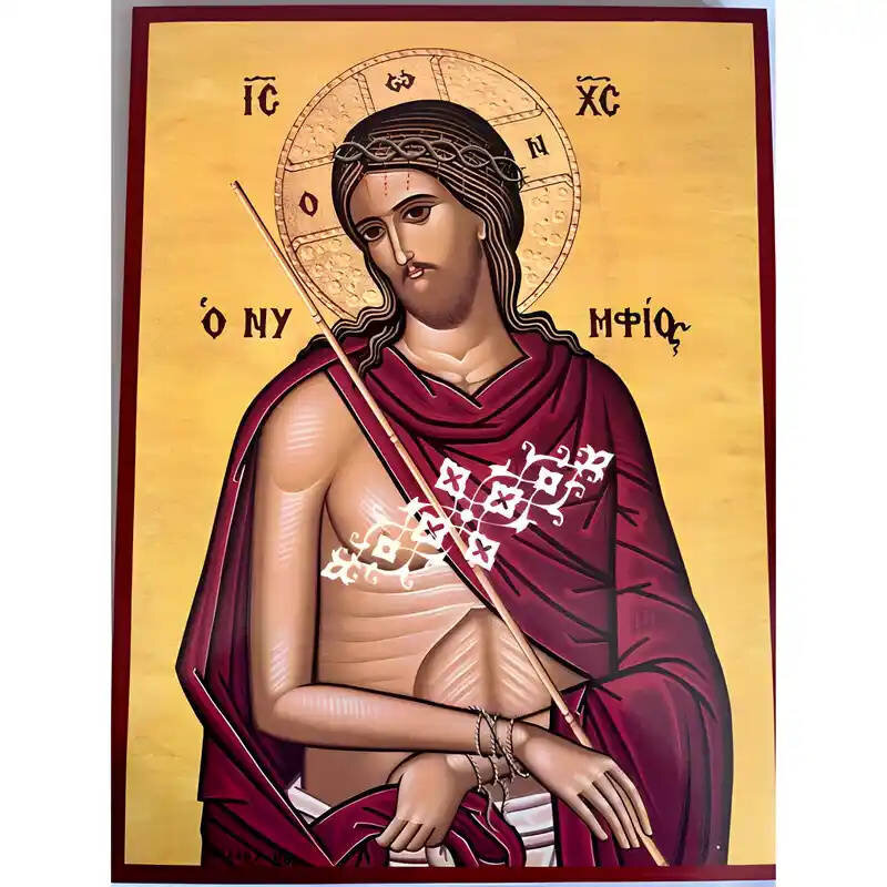 Εικόνα Ορθοδοξίας με περίγραμμα χρυσό σε ξύλο Φλαμουρίας  με  βάση Εικόνα Χριστός Νυμφίος Χειροποίητη Ελληνορθόδοξη , Κρεμαστή πλάκα βυζαντινής τέχνης, χριστιανική τέχνη Διάσταση 45x35 cm (17,7 x 13,8 ίντσες) INTRAEK-6294670748