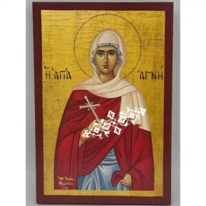 Εικόνα Ορθοδοξίας με περίγραμμα χρυσό σε ξύλο Φλαμουρίας  με  βάση Εικόνα Αγία Αγνή Χειροποίητη Ελληνορθόδοξη , Κρεμαστή πλάκα βυζαντινής τέχνης, χριστιανική τέχνη Διάσταση 45x35 cm (17,7 x 13,8 ίντσες) INTRAEK-6294670710