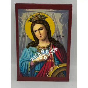 Εικόνα Ορθοδοξίας με περίγραμμα χρυσό σε ξύλο Φλαμουρίας  με  βάση Εικόνα Αγία Αικατερίνη Χειροποίητη Ελληνορθόδοξη , Κρεμαστή πλάκα βυζαντινής τέχνης, χριστιανική τέχνη Διάσταση 45x35 cm (17,7 x 13,8 ίντσες) INTRAEK-6294670707