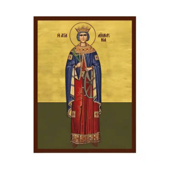 Εικόνα Ορθοδοξίας με περίγραμμα χρυσό σε ξύλο Φλαμουρίας  με  βάση Εικόνα Αγία Αικατερίνη Χειροποίητη Ελληνορθόδοξη , Κρεμαστή πλάκα βυζαντινής τέχνης, χριστιανική τέχνη Διάσταση 45x35 cm (17,7 x 13,8 ίντσες) INTRAEK-6294670701 - Image 1