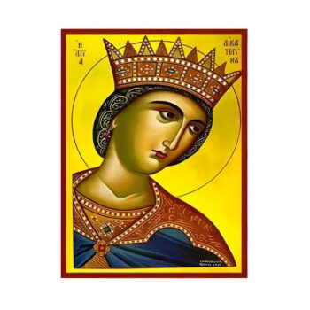 Εικόνα Ορθοδοξίας με περίγραμμα χρυσό σε ξύλο Φλαμουρίας  με  βάση Εικόνα Αγία Αικατερίνη, Προτομή Χειροποίητη Ελληνορθόδοξη , Κρεμαστή πλάκα βυζαντινής τέχνης, χριστιανική τέχνη Διάσταση 45x35 cm (17,7 x 13,8 ίντσες) INTRAEK-6294670699 - Image 1