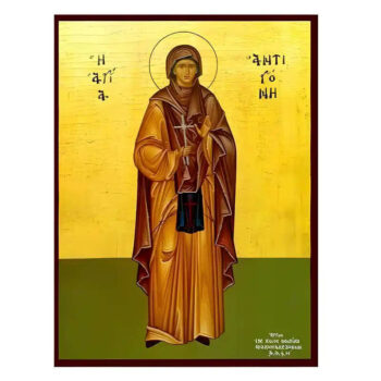 Εικόνα Ορθοδοξίας με περίγραμμα χρυσό σε ξύλο Φλαμουρίας  με  βάση Εικόνα Αγία Αντιγόνη Χειροποίητη Ελληνορθόδοξη , Κρεμαστή πλάκα βυζαντινής τέχνης, χριστιανική τέχνη Διάσταση 45x35 cm (17,7 x 13,8 ίντσες) INTRAEK-6294670675 - Image 1
