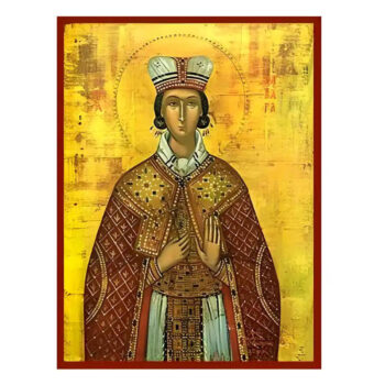 Εικόνα Ορθοδοξίας με περίγραμμα χρυσό σε ξύλο Φλαμουρίας  με  βάση Εικόνα Αγία Βαρβάρα Χειροποίητη Ελληνορθόδοξη , Κρεμαστή πλάκα βυζαντινής τέχνης, χριστιανική τέχνη Διάσταση 45x35 cm (17,7 x 13,8 ίντσες) INTRAEK-6294670668 - Image 1