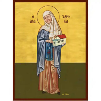 Εικόνα Ορθοδοξίας με περίγραμμα χρυσό σε ξύλο Φλαμουρίας  με  βάση Εικόνα Αγία Γαβριηλία Χειροποίητη Ελληνορθόδοξη , Κρεμαστή πλάκα βυζαντινής τέχνης, χριστιανική τέχνη Διάσταση 45x35 cm (17,7 x 13,8 ίντσες) INTRAEK-6294670661 - Image 1
