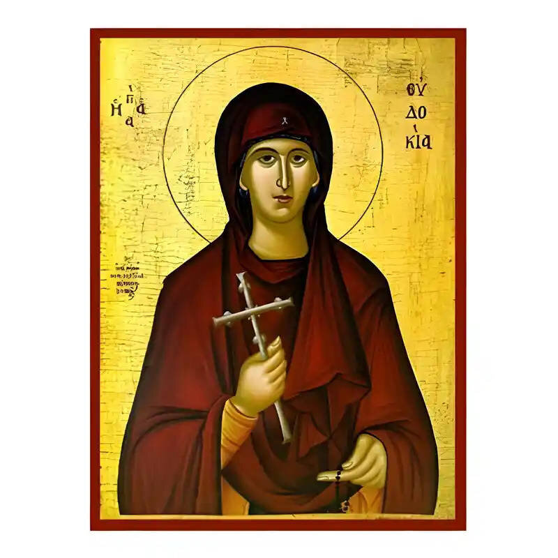 Εικόνα Ορθοδοξίας με περίγραμμα χρυσό σε ξύλο Φλαμουρίας  με  βάση Εικόνα Αγία Ευδοκία Χειροποίητη Ελληνορθόδοξη , Κρεμαστή πλάκα βυζαντινής τέχνης, χριστιανική τέχνη Διάσταση 45x35 cm (17,7 x 13,8 ίντσες) INTRAEK-6294670634