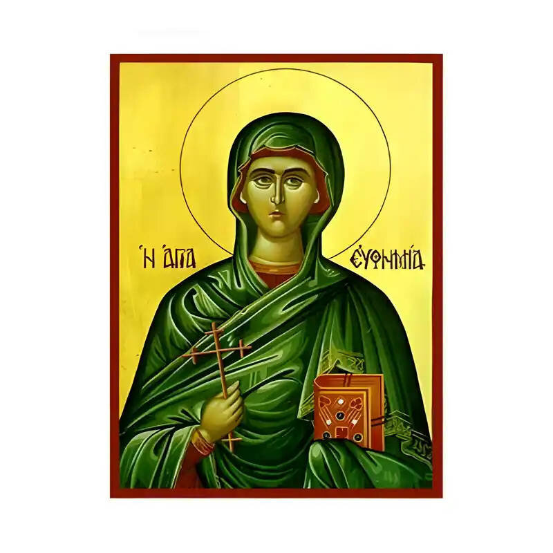Εικόνα Ορθοδοξίας με περίγραμμα χρυσό σε ξύλο Φλαμουρίας  με  βάση Εικόνα Αγία Ευφημία Χειροποίητη Ελληνορθόδοξη , Κρεμαστή πλάκα βυζαντινής τέχνης, χριστιανική τέχνη Διάσταση 45x35 cm (17,7 x 13,8 ίντσες) INTRAEK-6294670625