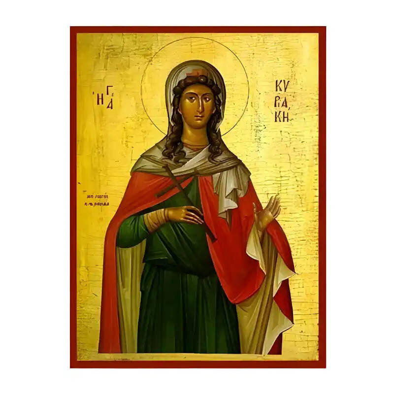 Εικόνα Ορθοδοξίας με περίγραμμα χρυσό σε ξύλο Φλαμουρίας  με  βάση Εικόνα Αγία Κυριακή Χειροποίητη Ελληνορθόδοξη , Κρεμαστή πλάκα βυζαντινής τέχνης, χριστιανική τέχνη Διάσταση 45x35 cm (17,7 x 13,8 ίντσες) INTRAEK-6294670595