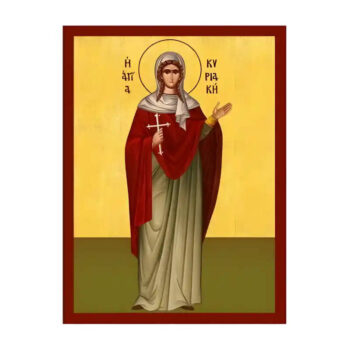 Εικόνα Ορθοδοξίας με περίγραμμα χρυσό σε ξύλο Φλαμουρίας  με  βάση Εικόνα Αγία Κυριακή Χειροποίητη Ελληνορθόδοξη , Κρεμαστή πλάκα βυζαντινής τέχνης, χριστιανική τέχνη Διάσταση 45x35 cm (17,7 x 13,8 ίντσες) INTRAEK-6294670593 - Image 1