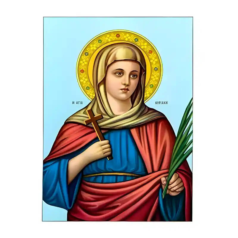 Εικόνα Ορθοδοξίας με περίγραμμα χρυσό σε ξύλο Φλαμουρίας  με  βάση Εικόνα Αγία Κυριακή Χειροποίητη Ελληνορθόδοξη , Κρεμαστή πλάκα βυζαντινής τέχνης, χριστιανική τέχνη Διάσταση 45x35 cm (17,7 x 13,8 ίντσες) INTRAEK-6294670592