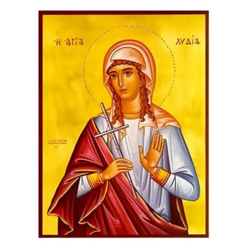 Εικόνα Ορθοδοξίας με περίγραμμα χρυσό σε ξύλο Φλαμουρίας  με  βάση Εικόνα Αγία Λυδία Χειροποίητη Ελληνορθόδοξη , Κρεμαστή πλάκα βυζαντινής τέχνης, χριστιανική τέχνη Διάσταση 45x35 cm (17,7 x 13,8 ίντσες) INTRAEK-6294670589 - Image 1