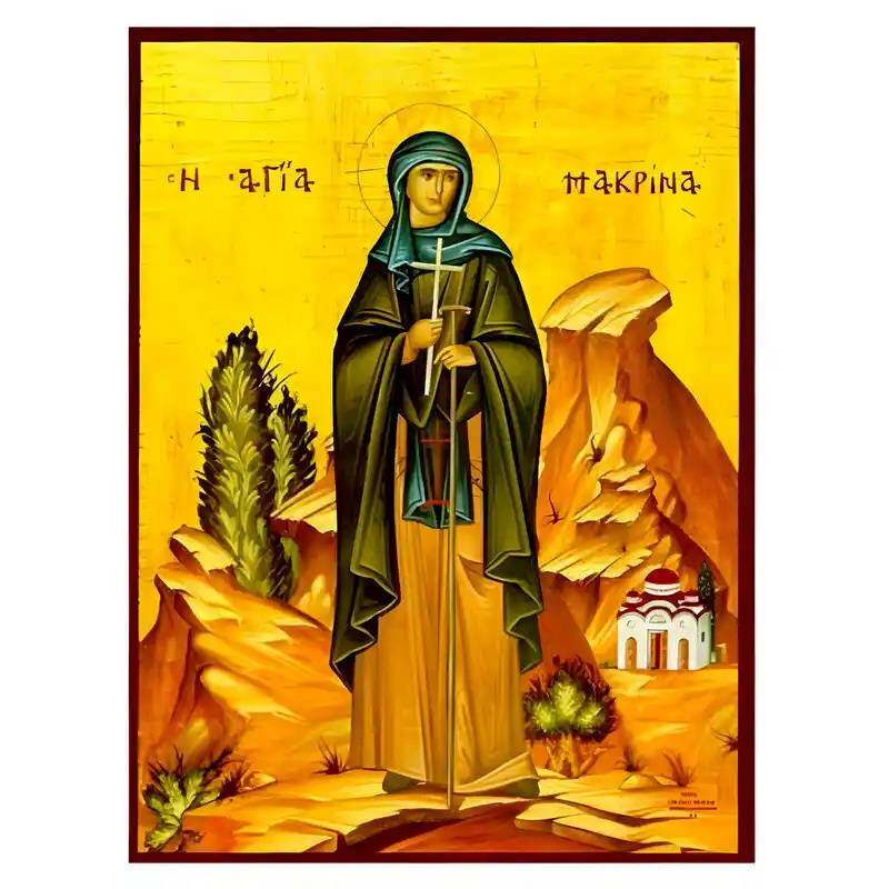 Εικόνα Ορθοδοξίας με περίγραμμα χρυσό σε ξύλο Φλαμουρίας  με  βάση Εικόνα Αγία Μακρίνα Χειροποίητη Ελληνορθόδοξη , Κρεμαστή πλάκα βυζαντινής τέχνης, χριστιανική τέχνη Διάσταση 45x35 cm (17,7 x 13,8 ίντσες) INTRAEK-6294670587