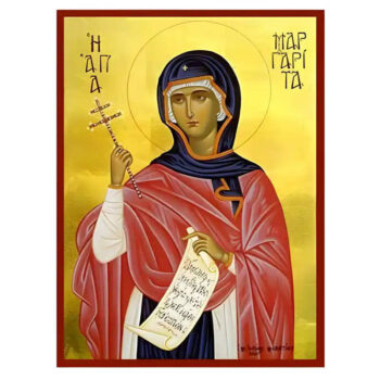 Εικόνα Ορθοδοξίας με περίγραμμα χρυσό σε ξύλο Φλαμουρίας  με  βάση Εικόνα Αγία Μαργαρίτα Χειροποίητη Ελληνορθόδοξη , Κρεμαστή πλάκα βυζαντινής τέχνης, χριστιανική τέχνη Διάσταση 45x35 cm (17,7 x 13,8 ίντσες) INTRAEK-6294670586 - Image 1