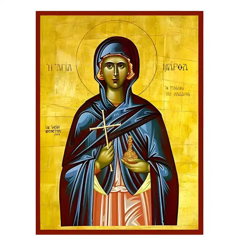 Εικόνα Ορθοδοξίας με περίγραμμα χρυσό σε ξύλο Φλαμουρίας  με  βάση Εικόνα Αγία Μάρθα Χειροποίητη Ελληνορθόδοξη , Κρεμαστή πλάκα βυζαντινής τέχνης, χριστιανική τέχνη Διάσταση 45x35 cm (17,7 x 13,8 ίντσες) INTRAEK-6294670585