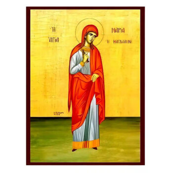Εικόνα Ορθοδοξίας με περίγραμμα χρυσό σε ξύλο Φλαμουρίας  με  βάση Εικόνα Αγία Μαρία Μαγδαληνή Χειροποίητη Ελληνορθόδοξη , Κρεμαστή πλάκα βυζαντινής τέχνης, χριστιανική τέχνη Διάσταση 45x35 cm (17,7 x 13,8 ίντσες) INTRAEK-6294670584 - Image 1