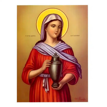 Εικόνα Ορθοδοξίας με περίγραμμα χρυσό σε ξύλο Φλαμουρίας  με  βάση Εικόνα Αγία Μαρία Μαγδαληνή Χειροποίητη Ελληνορθόδοξη , Κρεμαστή πλάκα βυζαντινής τέχνης, χριστιανική τέχνη Διάσταση 45x35 cm (17,7 x 13,8 ίντσες) INTRAEK-6294670582 - Image 1