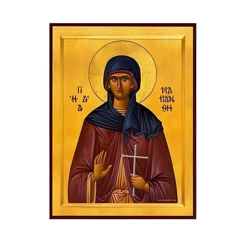 Εικόνα Ορθοδοξίας με περίγραμμα χρυσό σε ξύλο Φλαμουρίας  με  βάση Εικόνα Αγία Μαριάνθη Χειροποίητη Ελληνορθόδοξη , Κρεμαστή πλάκα βυζαντινής τέχνης, χριστιανική τέχνη Διάσταση 45x35 cm (17,7 x 13,8 ίντσες) INTRAEK-6294670579