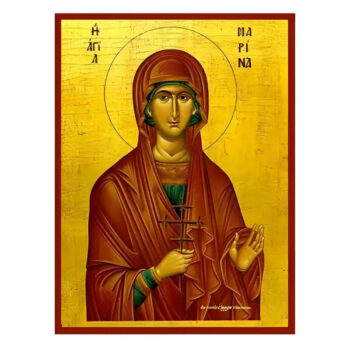 Εικόνα Ορθοδοξίας με περίγραμμα χρυσό σε ξύλο Φλαμουρίας  με  βάση Εικόνα Αγία Μαρίνα Χειροποίητη Ελληνορθόδοξη , Κρεμαστή πλάκα βυζαντινής τέχνης, χριστιανική τέχνη Διάσταση 45x35 cm (17,7 x 13,8 ίντσες) INTRAEK-6294670578 - Image 1