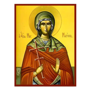 Εικόνα Ορθοδοξίας με περίγραμμα χρυσό σε ξύλο Φλαμουρίας  με  βάση Εικόνα Αγία Μαρίνα Χειροποίητη Ελληνορθόδοξη , Κρεμαστή πλάκα βυζαντινής τέχνης, χριστιανική τέχνη Διάσταση 45x35 cm (17,7 x 13,8 ίντσες) INTRAEK-6294670577