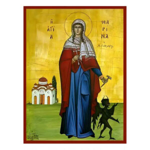 Εικόνα Ορθοδοξίας με περίγραμμα χρυσό σε ξύλο Φλαμουρίας  με  βάση Εικόνα Αγία Μαρίνα Χειροποίητη Ελληνορθόδοξη , Κρεμαστή πλάκα βυζαντινής τέχνης, χριστιανική τέχνη Διάσταση 45x35 cm (17,7 x 13,8 ίντσες) INTRAEK-6294670575