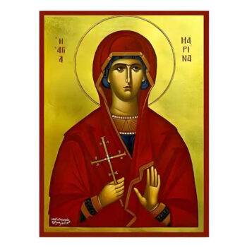 Εικόνα Ορθοδοξίας με περίγραμμα χρυσό σε ξύλο Φλαμουρίας  με  βάση Εικόνα Αγία Μαρίνα Χειροποίητη Ελληνορθόδοξη , Κρεμαστή πλάκα βυζαντινής τέχνης, χριστιανική τέχνη Διάσταση 45x35 cm (17,7 x 13,8 ίντσες) INTRAEK-6294670574 - Image 1