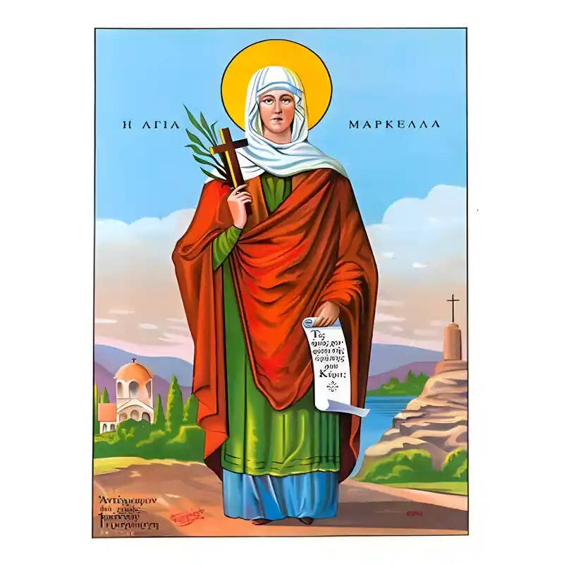 Εικόνα Ορθοδοξίας με περίγραμμα χρυσό σε ξύλο Φλαμουρίας  με  βάση Εικόνα Αγία Μαρκέλλα Χειροποίητη Ελληνορθόδοξη , Κρεμαστή πλάκα βυζαντινής τέχνης, χριστιανική τέχνη Διάσταση 45x35 cm (17,7 x 13,8 ίντσες) INTRAEK-6294670571