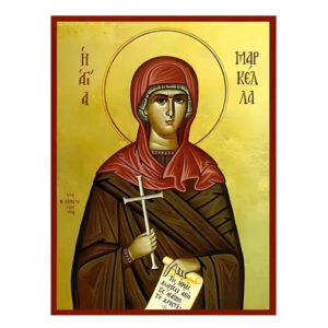 Εικόνα Ορθοδοξίας με περίγραμμα χρυσό σε ξύλο Φλαμουρίας  με  βάση Εικόνα Αγία Μαρκέλλα Χειροποίητη Ελληνορθόδοξη , Κρεμαστή πλάκα βυζαντινής τέχνης, χριστιανική τέχνη Διάσταση 45x35 cm (17,7 x 13,8 ίντσες) INTRAEK-6294670570