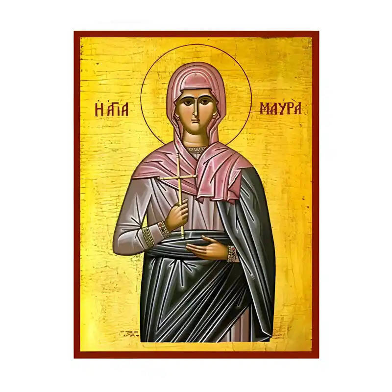 Εικόνα Ορθοδοξίας με περίγραμμα χρυσό σε ξύλο Φλαμουρίας  με  βάση Εικόνα Αγία Μαύρα Χειροποίητη Ελληνορθόδοξη , Κρεμαστή πλάκα βυζαντινής τέχνης, χριστιανική τέχνη Διάσταση 45x35 cm (17,7 x 13,8 ίντσες) INTRAEK-6294670566