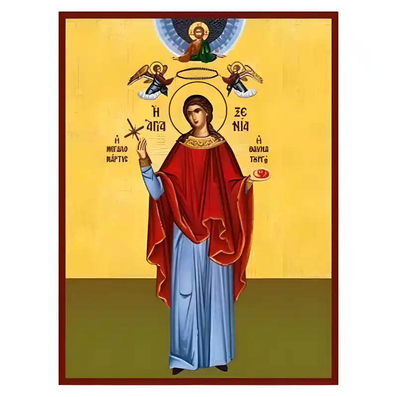 Εικόνα Ορθοδοξίας με περίγραμμα χρυσό σε ξύλο Φλαμουρίας  με  βάση Εικόνα Αγία Ξενία Χειροποίητη Ελληνορθόδοξη , Κρεμαστή πλάκα βυζαντινής τέχνης, χριστιανική τέχνη Διάσταση 45x35 cm (17,7 x 13,8 ίντσες) INTRAEK-6294670555