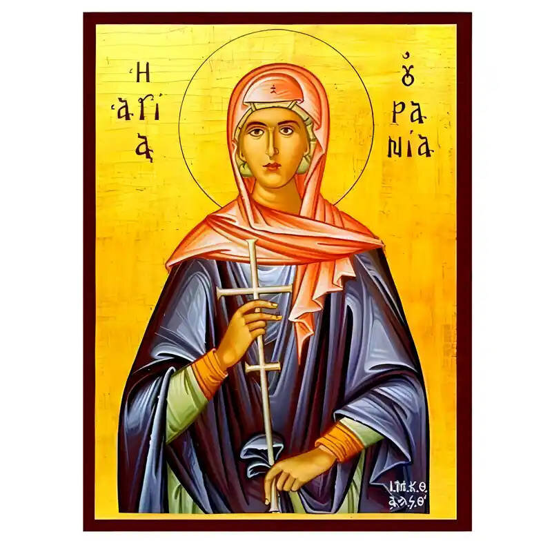 Εικόνα Ορθοδοξίας με περίγραμμα χρυσό σε ξύλο Φλαμουρίας  με  βάση Εικόνα Αγία Ουρανία Χειροποίητη Ελληνορθόδοξη , Κρεμαστή πλάκα βυζαντινής τέχνης, χριστιανική τέχνη Διάσταση 45x35 cm (17,7 x 13,8 ίντσες) INTRAEK-6294670550