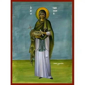 Εικόνα Ορθοδοξίας με περίγραμμα χρυσό σε ξύλο Φλαμουρίας  με  βάση Εικόνα Αγία Παρασκευή Χειροποίητη Ελληνορθόδοξη , Κρεμαστή πλάκα βυζαντινής τέχνης, χριστιανική τέχνη Διάσταση 45x35 cm (17,7 x 13,8 ίντσες) INTRAEK-6294670547 - Image 1