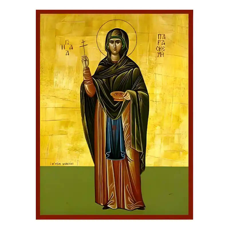 Εικόνα Ορθοδοξίας με περίγραμμα χρυσό σε ξύλο Φλαμουρίας  με  βάση Εικόνα Αγία Παρασκευή Χειροποίητη Ελληνορθόδοξη , Κρεμαστή πλάκα βυζαντινής τέχνης, χριστιανική τέχνη Διάσταση 45x35 cm (17,7 x 13,8 ίντσες) INTRAEK-6294670546