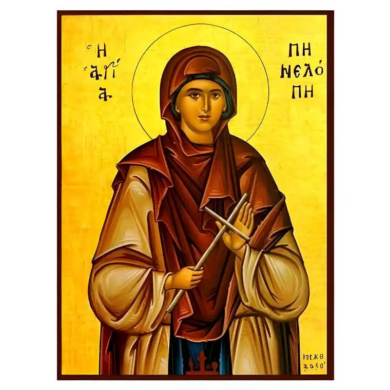 Εικόνα Ορθοδοξίας με περίγραμμα χρυσό σε ξύλο Φλαμουρίας  με  βάση Εικόνα Αγία Πηνελόπη Χειροποίητη Ελληνορθόδοξη , Κρεμαστή πλάκα βυζαντινής τέχνης, χριστιανική τέχνη Διάσταση 45x35 cm (17,7 x 13,8 ίντσες) INTRAEK-6294670533